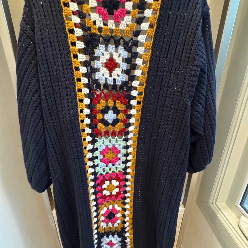Anthropologie Multicolor Crochet Kimono one size - Picture 4 of 8